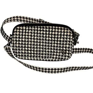 Lug Coupe Black White Houndstooth Crossbody Bag With Dog Print Lining